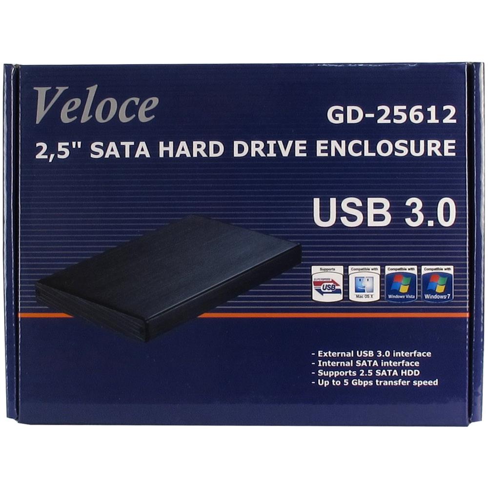 Veloce GD-25612, SATA, Seriale ATA II, Nero, HDD, Potenza, Alluminio, USB - Foto 1